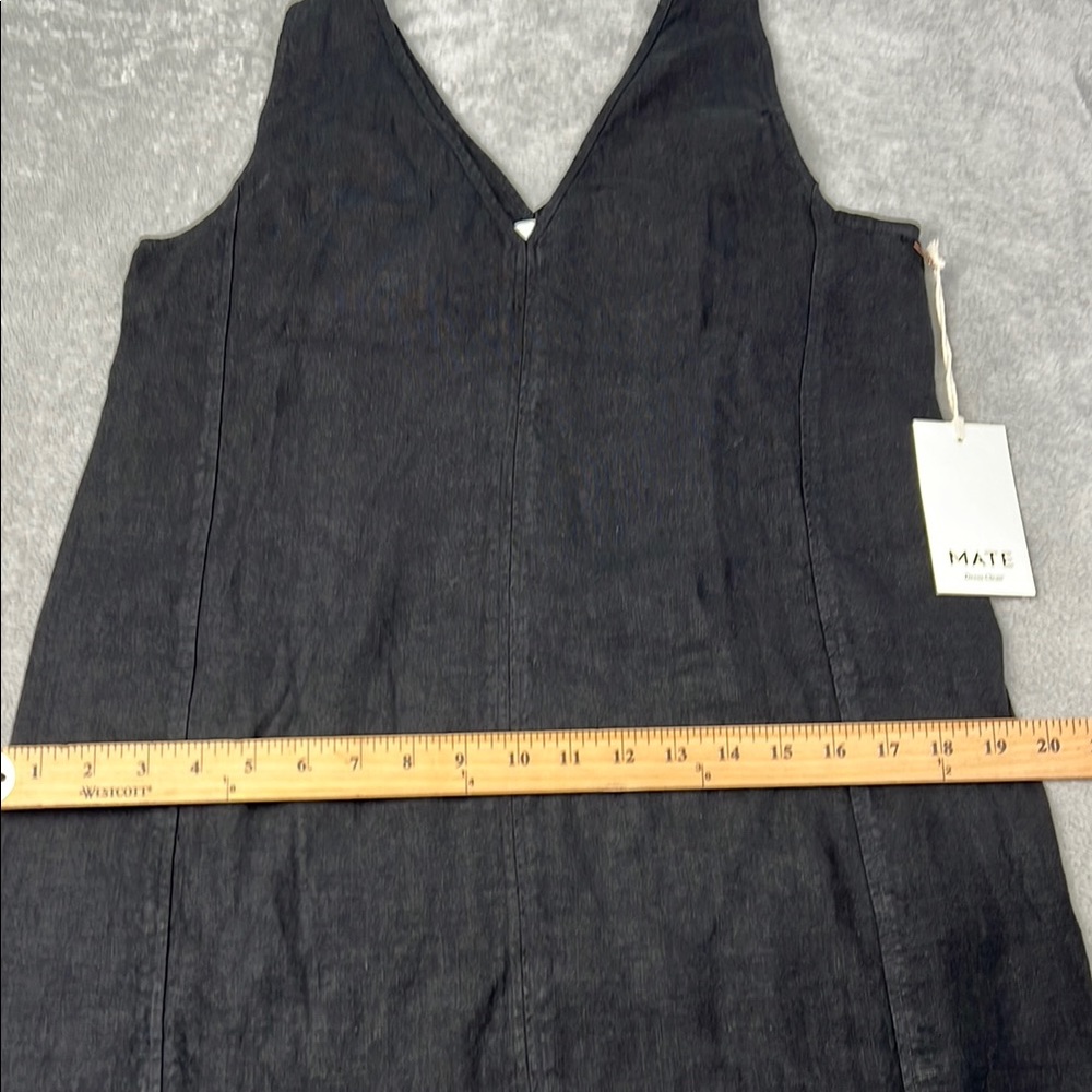 NEW MATE The Label M‎ 100% Organic Linen Black Tank Center Seam Dress - Picture 5 of 12